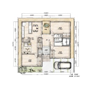 坪庭のある平屋 1階平面図