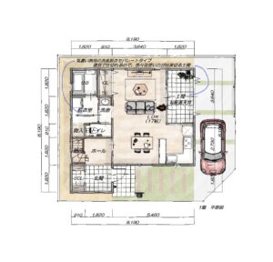 使い方色々の独立土間のあるお家 1階平面図